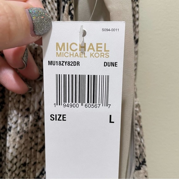 Michael Michael Kors Pleated Snake Print Georgette Halter Dress Size Large - Picture 10 of 11